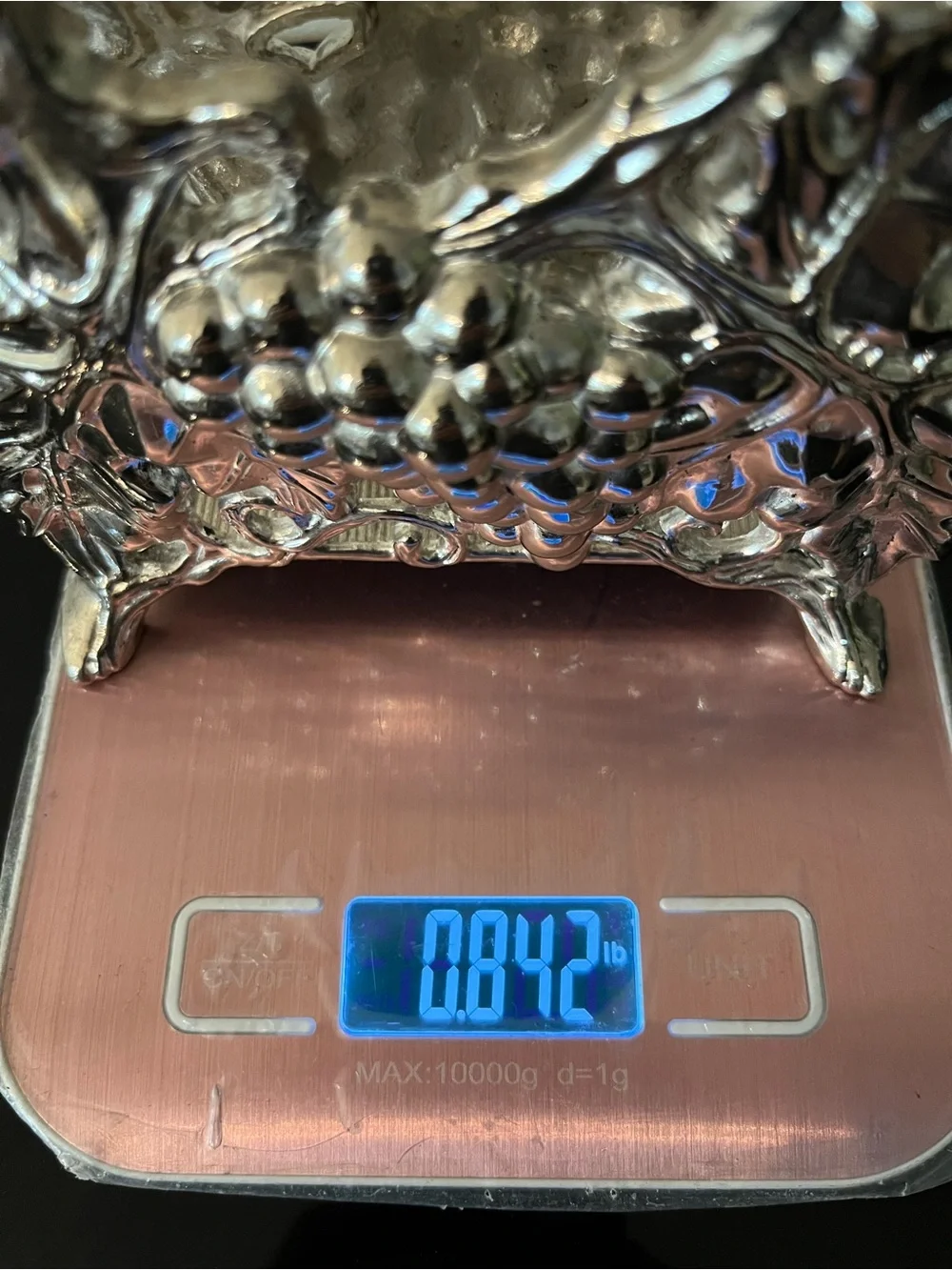 Vintage Silver Plated Napkin Holder w/ Ornate Grape & Leaves Design